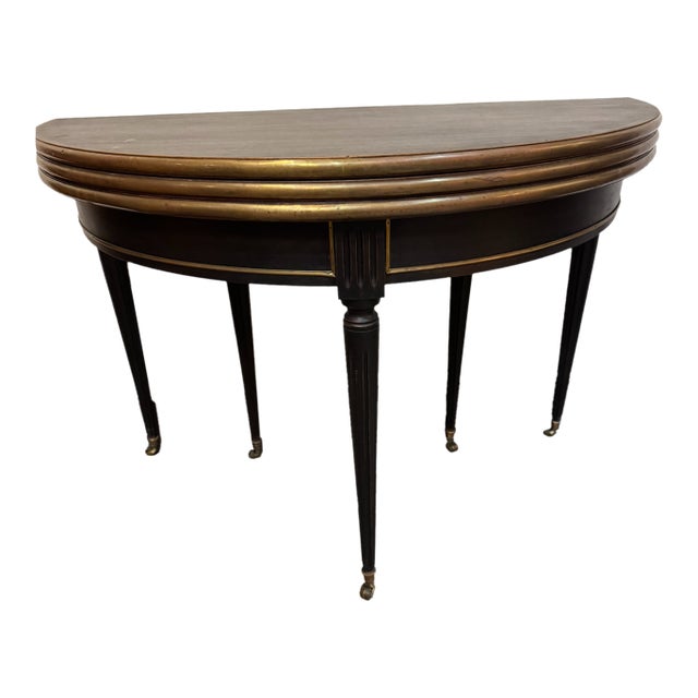 Early 20th Century Demi-Lune Console With Expandable Flip Top For Sale