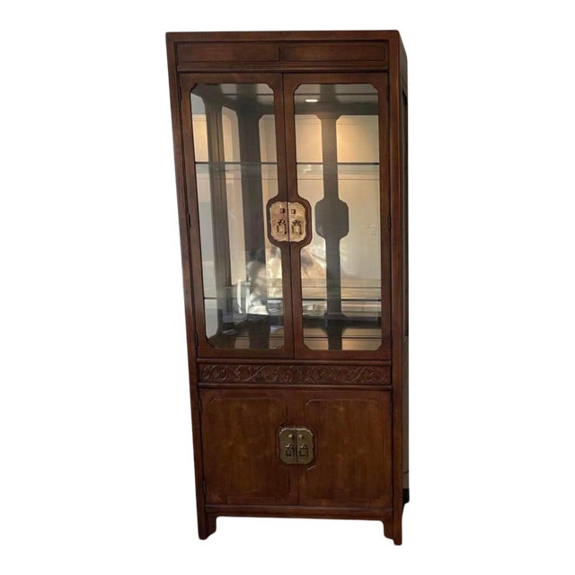 Henredon Mirrored Glass and Wood Display Case For Sale