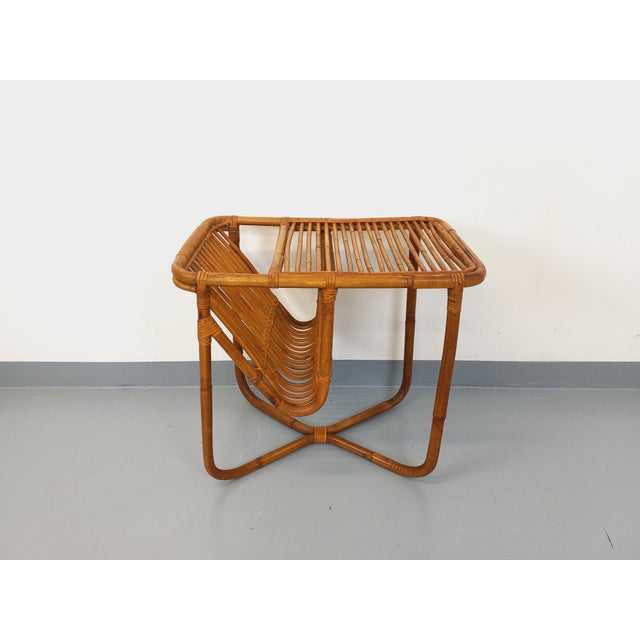 Side or Coffee Table with Rattan Magazine Holder, 1960s For Sale - Image 15 of 15