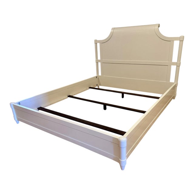 Modern Baker Furniture Co White Lacquer California King Size Bed Bedframe For Sale