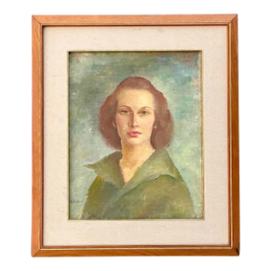 Vintage 1952 Original Oil Portrait on Board