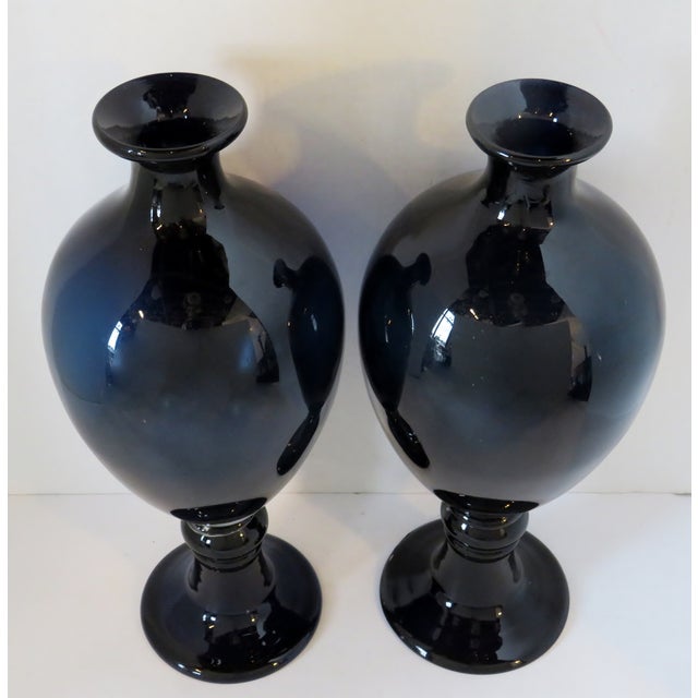 Midnight Blue Glass Urn Vases, a Pair Chairish