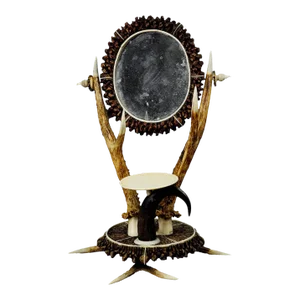 1840s Antler Dressing Table Set With Mirror