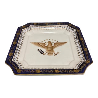 Cobalt Blue & Gold Octagon Square Patriotic Dish For Sale