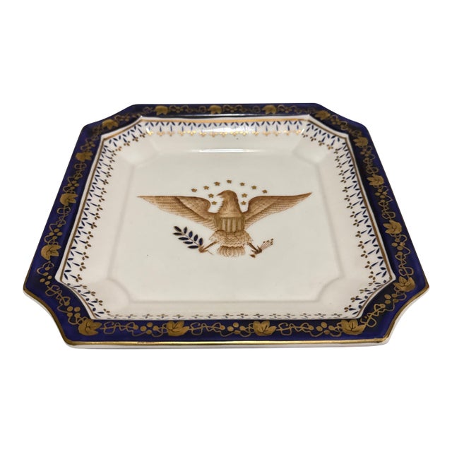Cobalt Blue & Gold Octagon Square Patriotic Dish For Sale