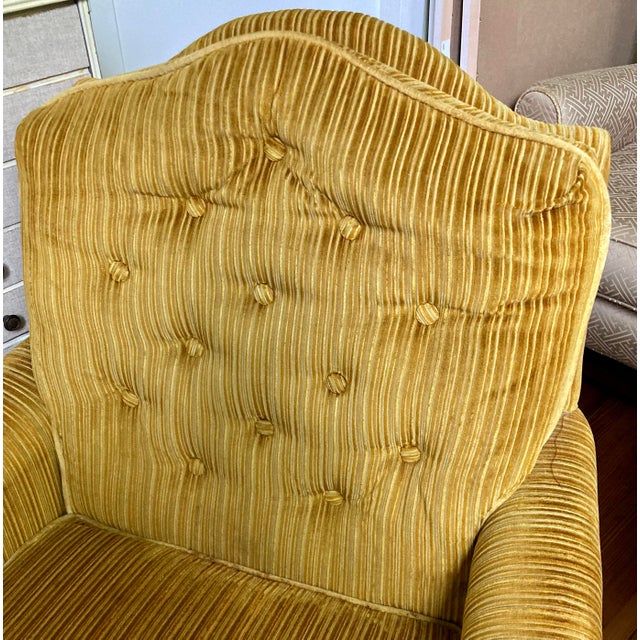 Clayton Marcus Vintage Club Chair in Golden Striped Velvet For Sale - Image 4 of 15