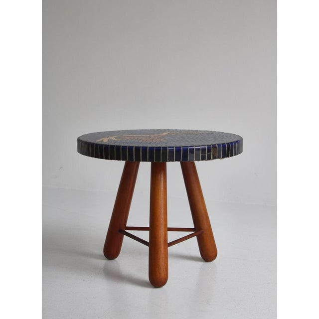 Stained Elm Mosaic Side Table by Otto Færge, Denmark, 1940s For Sale - Image 3 of 15