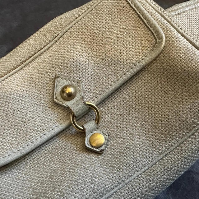 1990s Vintage Fabric and Leather Logo Pouch by Yves Saint Laurent For Sale - Image 10 of 16