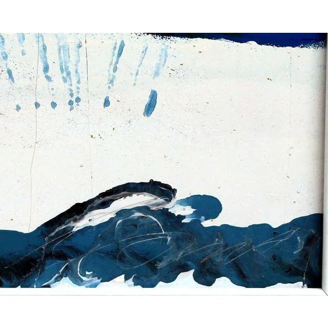 1990s Large Vintage Expressionist Landscape Painting Signed Enamel on Board For Sale - Image 5 of 11