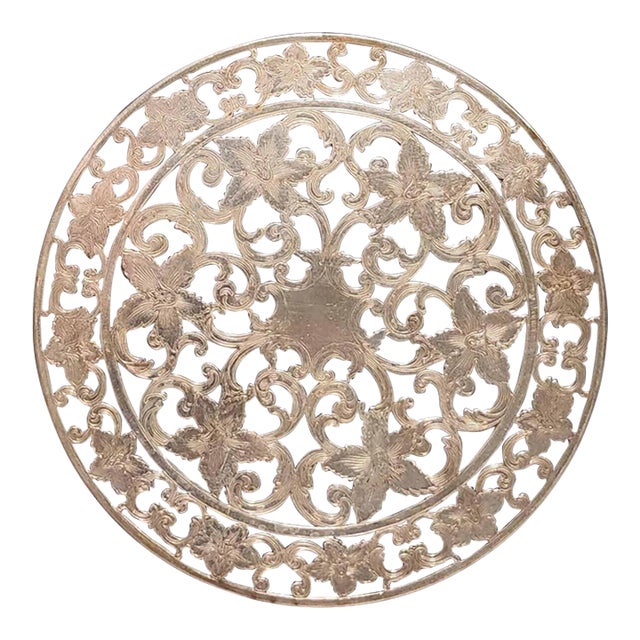 Webster Sterling Silver Trivet Lily Art Nouveau Pattern For Sale