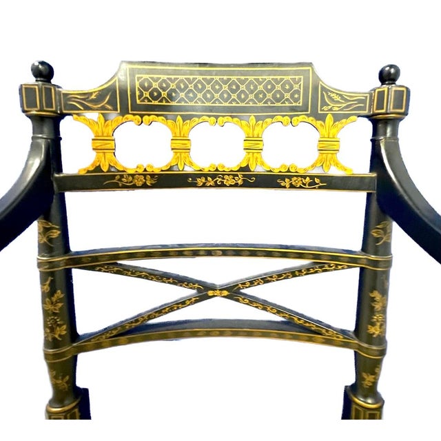 Baker Furniture Company Vintage Baker Ebony Charleston Side Chair For Sale - Image 4 of 12