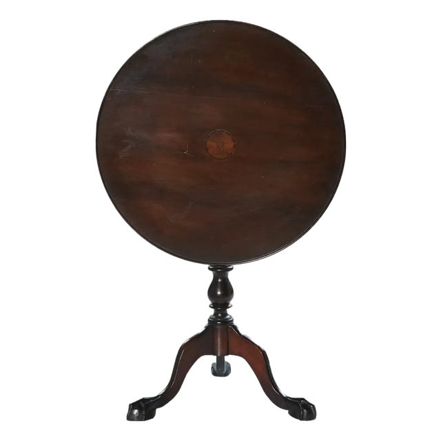 Antique Georgian Inlaid Mahogany Tilt Top Table For Sale