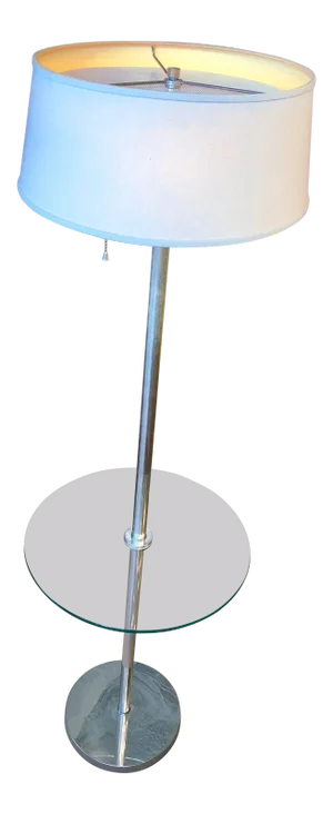 Mid Century Walter Von Nessen Chrome Tray Table Floor Lamp