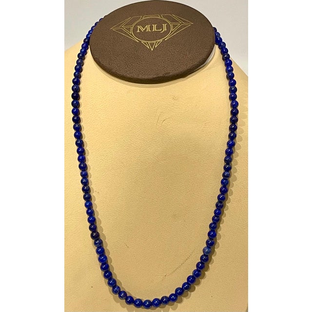 Certified Vintage Lapis Lazuli Single Strand Necklace 14 Kt Yellow Hook Clasp For Sale - Image 12 of 18