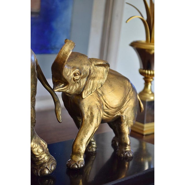 Irénée Rochard, Elephant with Baby, 1920s-1940s, Golden Spelter For Sale - Image 15 of 17