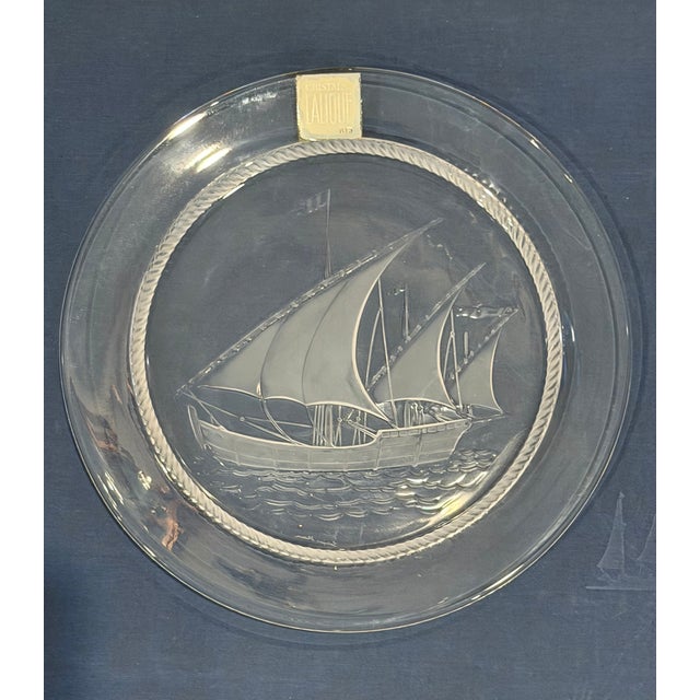 Lalique Vintage Lalique France Crystal Sailing Ship Plates, Set of 3 For Sale - Image 4 of 10