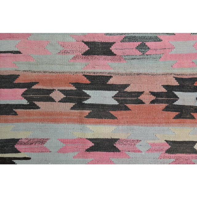 Colorful Geometric Pattern Woven Kilim Runner Rug For Sale - Image 11 of 11