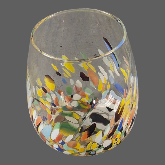 Mid-Century Modern Late 20th Century Hand Blown Art Glass Confetti Highball Tumbler Glasses - Set of Four For Sale - Image 3 of 9