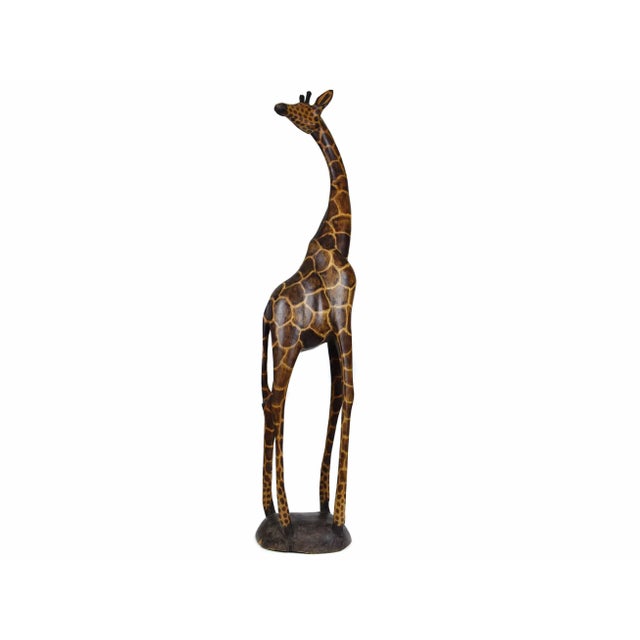 Mid 20th Century Tall Heavy Hand Carved Giraffe Floor Sculpture For Sale - Image 13 of 13