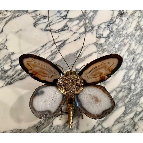 Butterfly Wall Sconce with Wings in Agate by Hubert Dénia for Honoré Paris, 1950s For Sale - Image 5 of 10