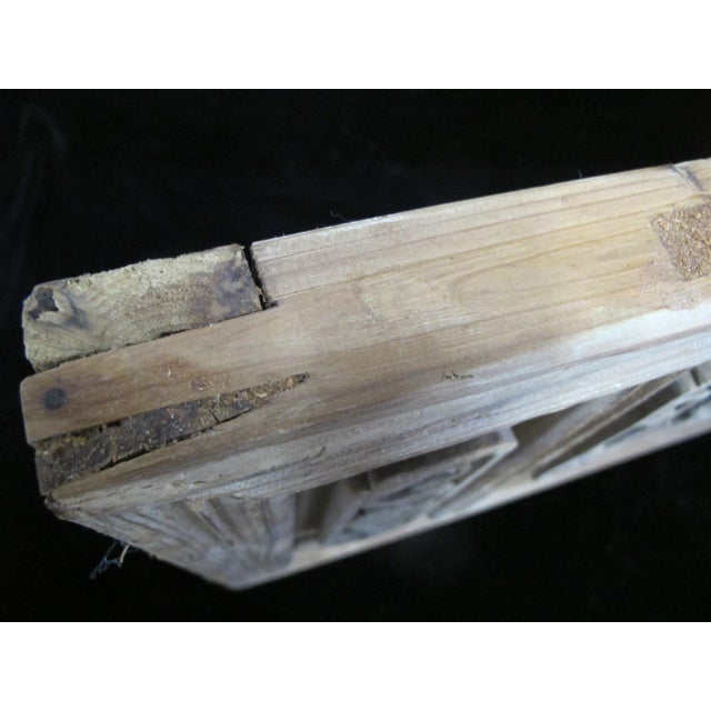 Wood Chinese Carved Lattice Flower & Figural Wood Window Shutter Screen Art Panel For Sale - Image 7 of 13