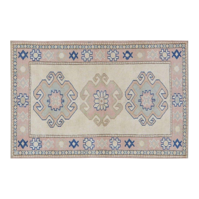 Vintage Turkish Anatolian Knotted Wool Rug, 3'4''x4' For Sale