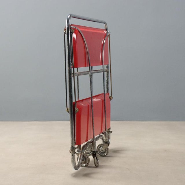 Red Vintage Serving Bar Cart from Bremshey Solingen, 1960s For Sale - Image 8 of 9