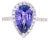 4.24 Carat Pear Cut Tanzanite Diamond 14 Karat White Gold Engagement Ring, Size 7 For Sale