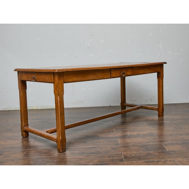 Wood 18th Century French Fruitwood Farm Table With H-Form Stretcher and Warm Patina For Sale - Image 7 of 12