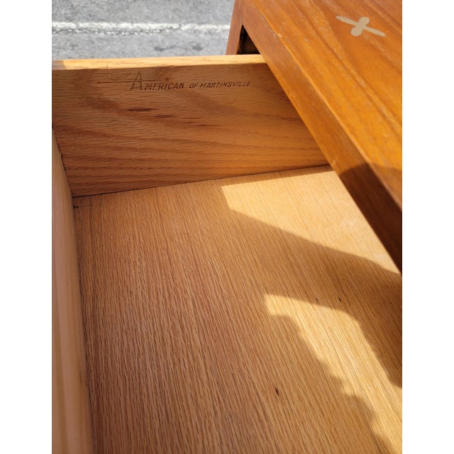 Mid-Century Modern 1964 Merton Gershun for American of Martinsville Lowboy Walnut 6-Drawer Dresser With Mirror and Cane Doors For Sale - Image 3 of 7