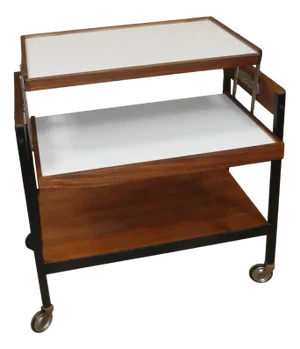 Convertible Bar Cart in Teak and Resopal by Hans Gugelot for Wiener Werkstätte, 1960s