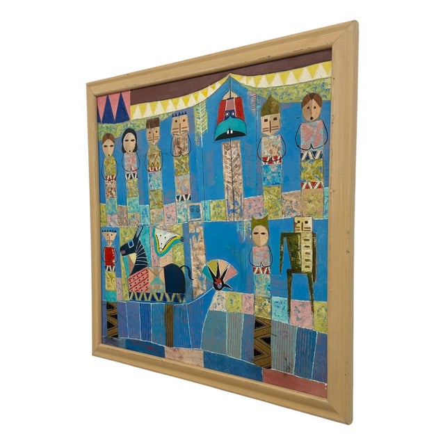 Original 1993 "Prana" Ubud Bali Modern Primitive Painting – Vintage Geometric Balinese Folk Art. For Sale In Seattle - Image 6 of 8