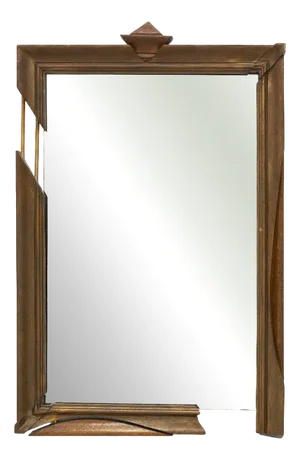 French Wall Mirror in Hand-Carved Brown Wood and Metal, 20th Century