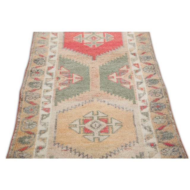 1960s 1960s Multicolor Geometric Design Handwoven Wool Vintage Turkish Runner 2'9" X 9'10" For Sale - Image 5 of 7