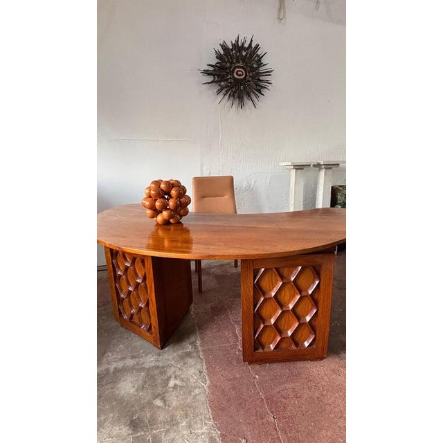 1970s Mid-Century Modern Semi-Circular Desk, 1970s For Sale - Image 5 of 18