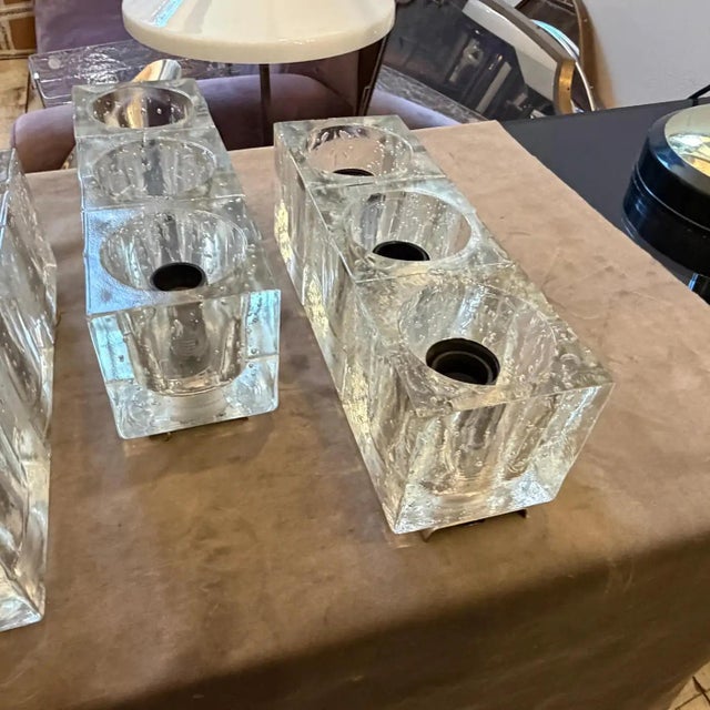Two 1960s Mid-Century Modern Heavy Murano Glass Italian Wall Sconces by Sciolari For Sale - Image 12 of 18