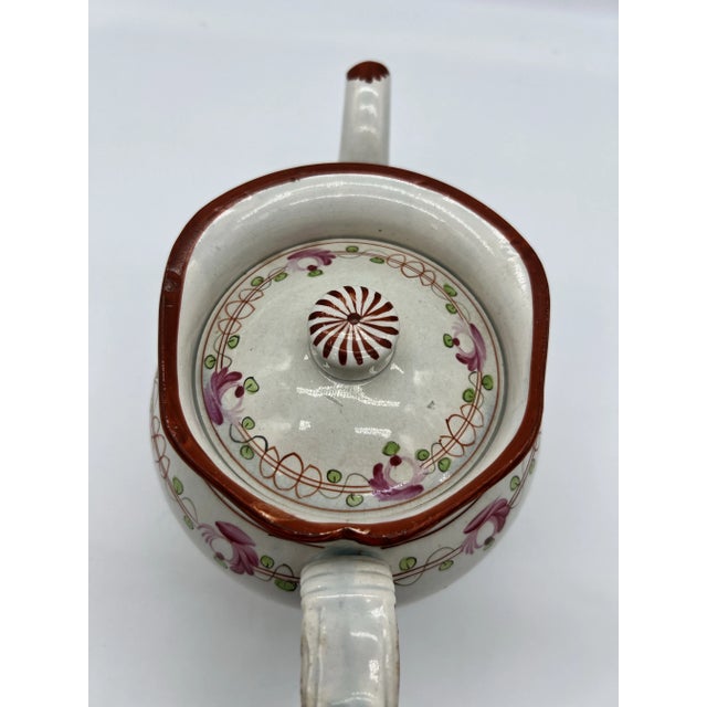 Antique King's Rose Decorated Pearlware Tea Pot, Circa 1800 For Sale - Image 6 of 12