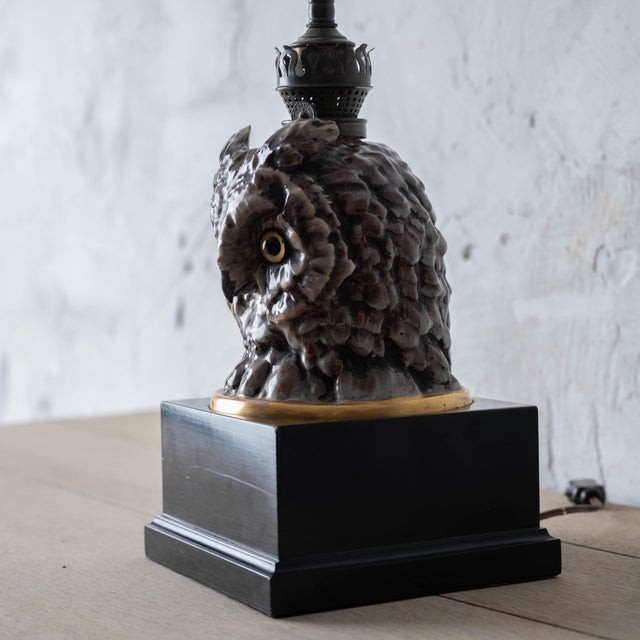 1880s Victorian Porcelain Owl Lamp For Sale - Image 4 of 14