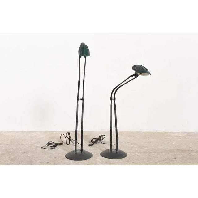 Set of two desk lamps model ''Tango'' designed by Stephan Copeland for Arteluce, Italy. Flexible soft arms, adjustable in...