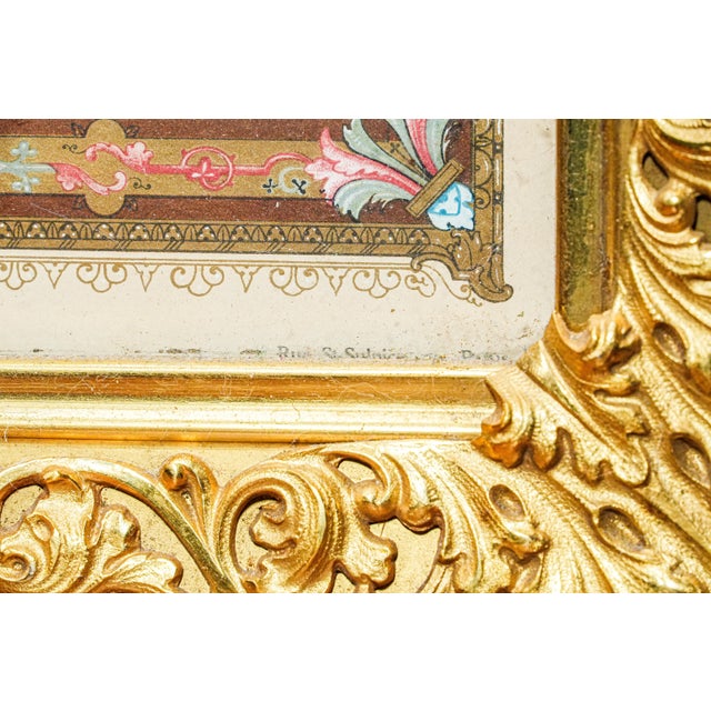 Monumental Antique French Catholic Christianity Tridentine Latin Mass Brass Framed Altar Card For Sale - Image 13 of 16