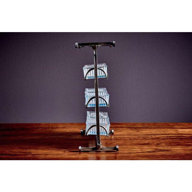 Chrome and Glass Counter Top Shelf attributed to Jacques Adnet, France, 1940s For Sale - Image 10 of 14