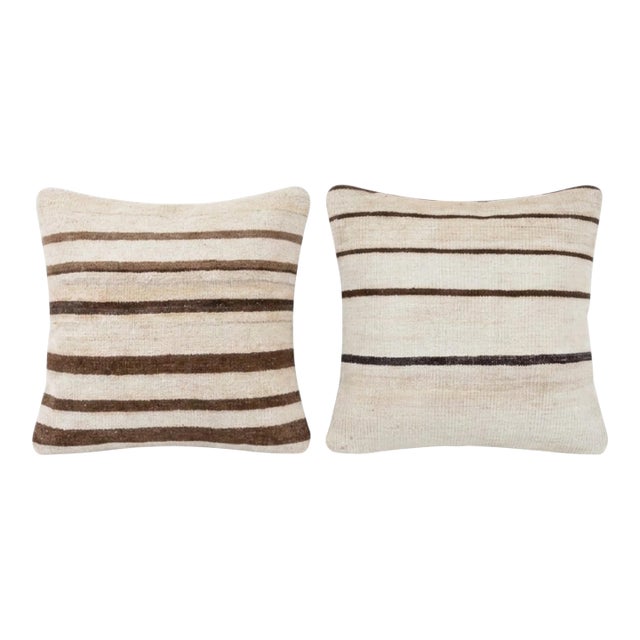 Turkish Kilim Pillow Cover 19'' X 20'' - Set of Two For Sale