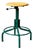 Industrial Adjustable Workshop Stool in Green Metal and Yellow Wood, 1960s For Sale