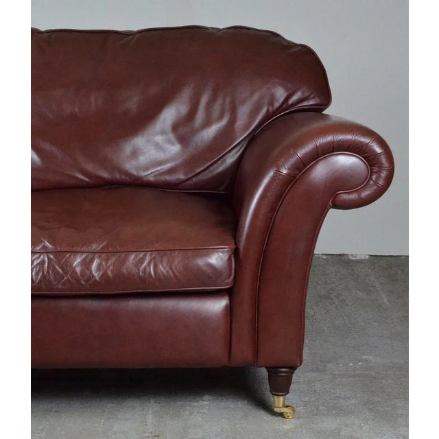 Animal Skin Heritage 3-Seater Brown Leather Mortimer Sofa with Castors by Laura Ashley For Sale - Image 7 of 11
