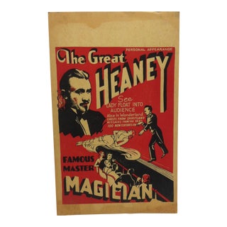 Vintage The Great Heaney Master Magician Show Poster/Sign For Sale