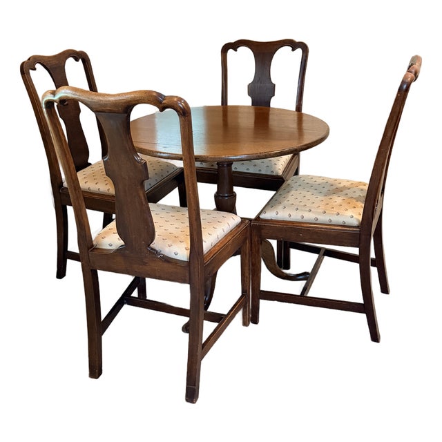 Antique Game Table With 4 Chairs For Sale