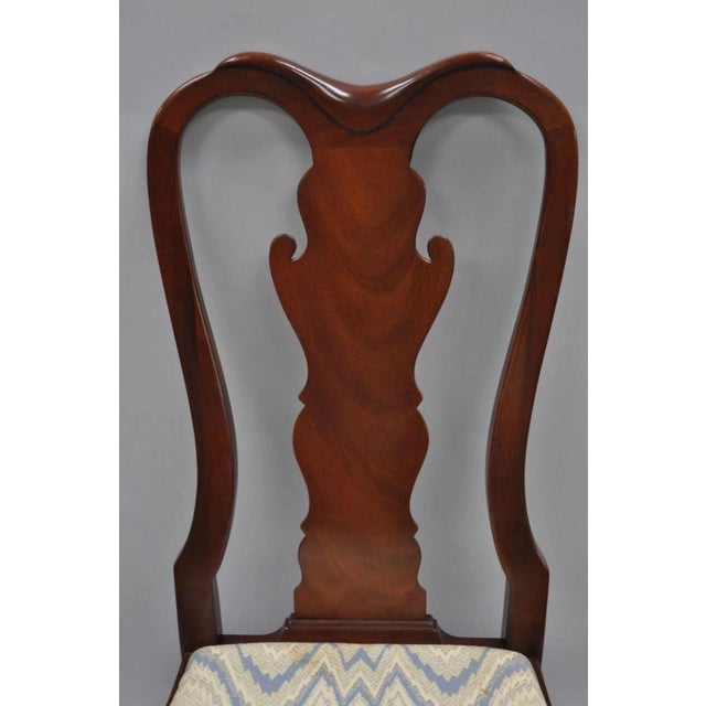 Queen Anne Vintage Queen Anne Style Crotch Mahogany Dining Room Side Chairs - A Pair For Sale - Image 3 of 12