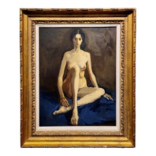 Moses Soyer - Model Seated Nude -Oil Painting For Sale