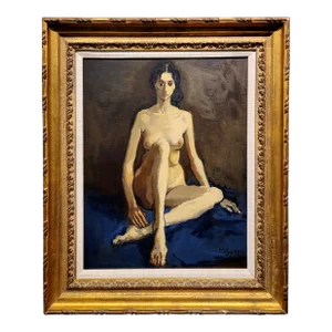 Moses Soyer - Model Seated Nude -Oil Painting
