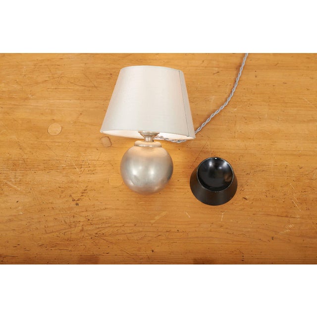 Table Lamp in Black Wooden Base, Metal Globe and Shade, 1920s For Sale - Image 17 of 18